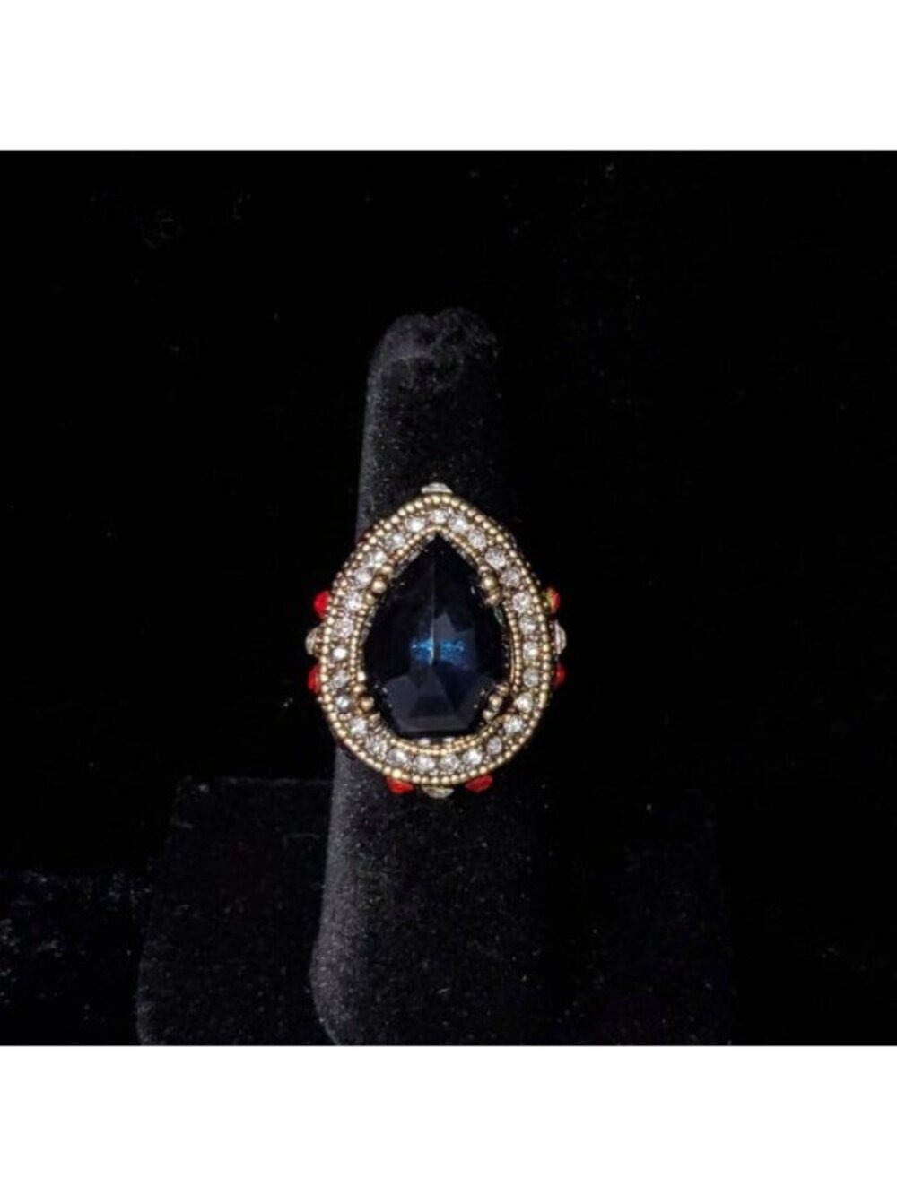 Handmade Sapphire & Ruby Teardrop Turkish Ottoman Ladies 925 Sterling Silver